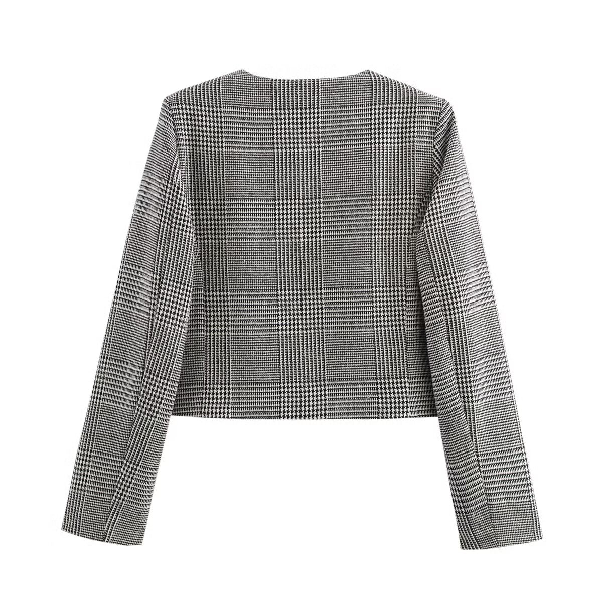 Houndstooth Short Casual Blazer