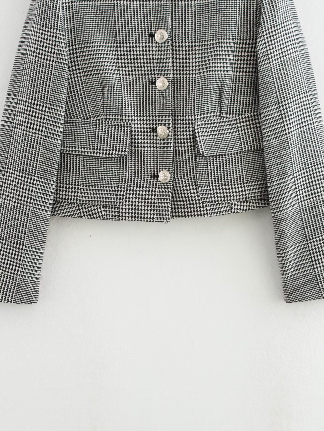 Houndstooth Short Casual Blazer