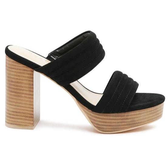 MILLE FEUX SUEDE SLIP-ON BLOCK HEELED SANDAL