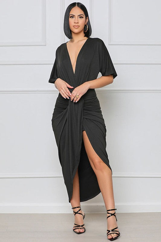 Envelopé Noir Silhouette Wrap Dress