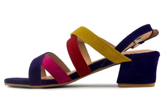 ASTRID MID HEELED BLOCK LEATHER SANDAL