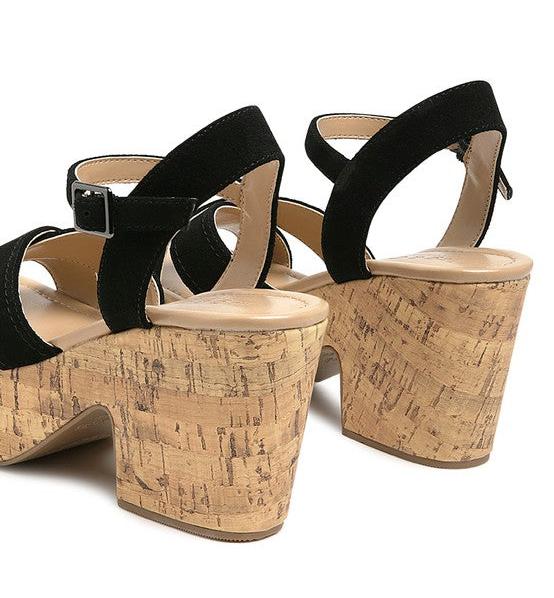 ULLA HIGH HEELED BLOCK SANDAL IN BLACK