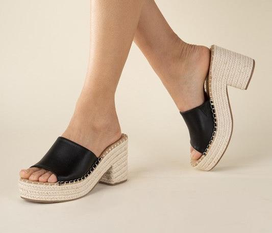 LOCK-1 Espadrille Mule Heels