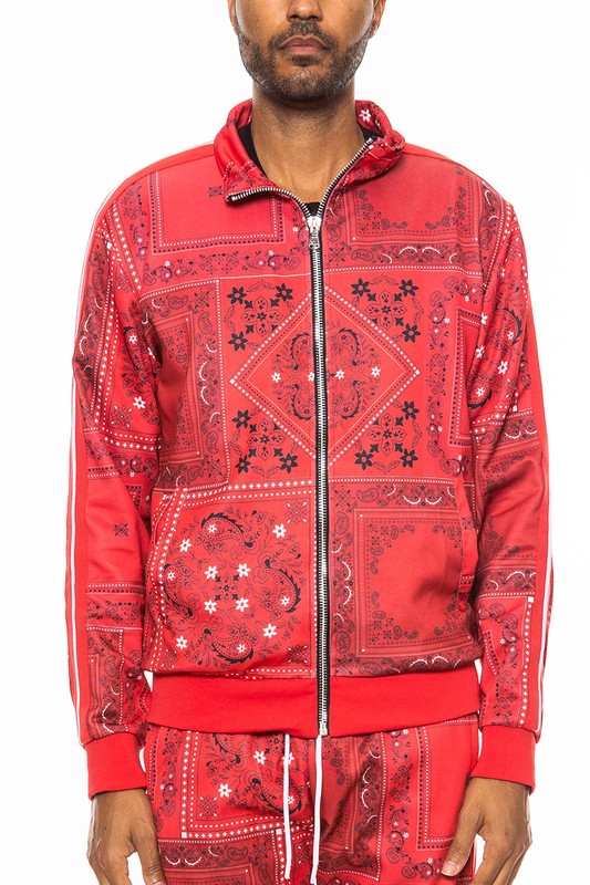 Rustic  Paisley Bandana Print Track Jacket