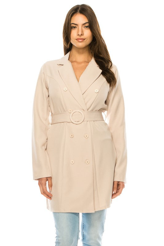 Oversized Solid Belted Blazer