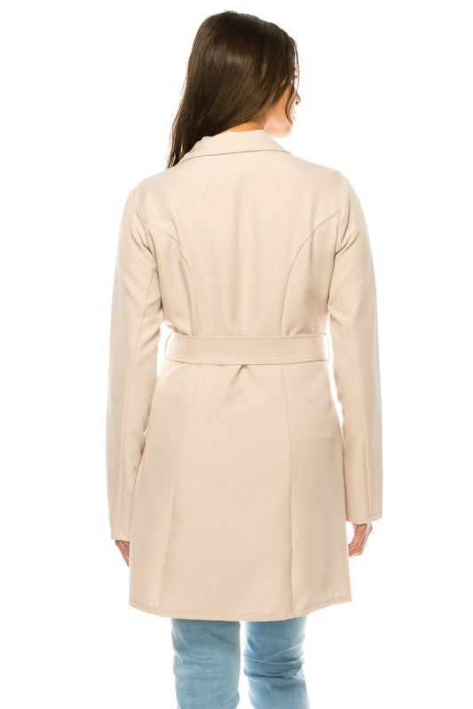 Oversized Solid Belted Blazer