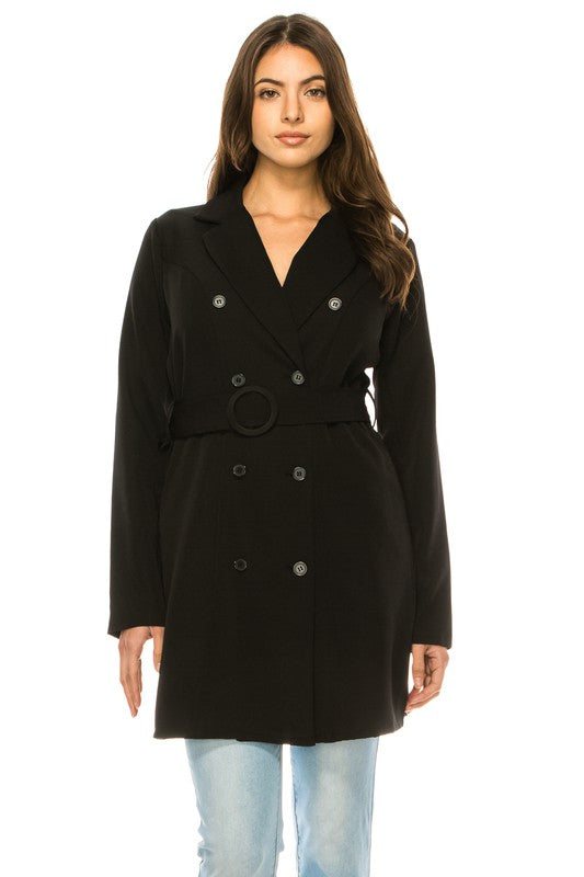 Oversized Solid Belted Blazer