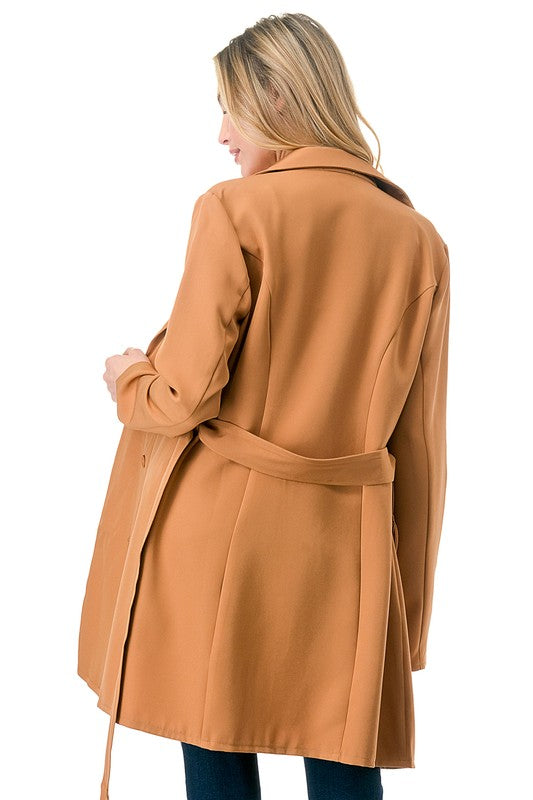 Oversized Solid Belted Blazer