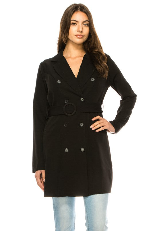 Oversized Solid Belted Blazer