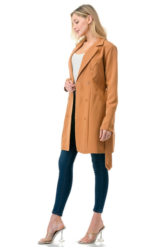 Oversized Solid Belted Blazer