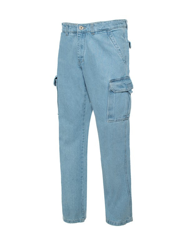 Denim Essentials: Classic Blue Pocket Cargo Pants