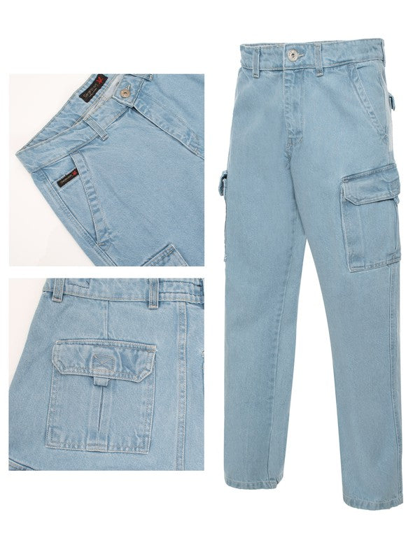 Denim Essentials: Classic Blue Pocket Cargo Pants