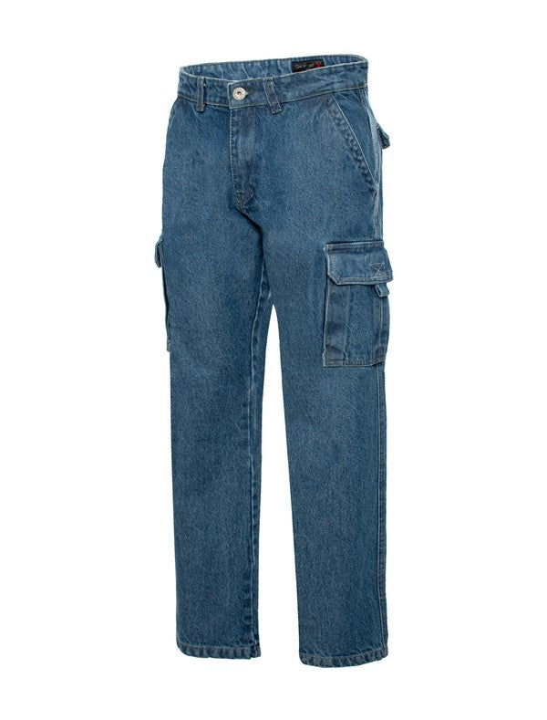 Denim Essentials: Classic Blue Pocket Cargo Pants