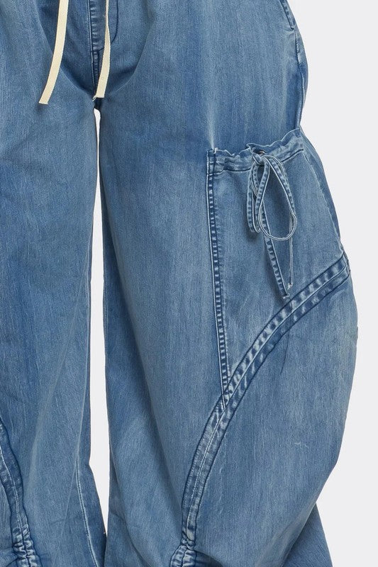 Pocketed Luxe Harem Denim Pants