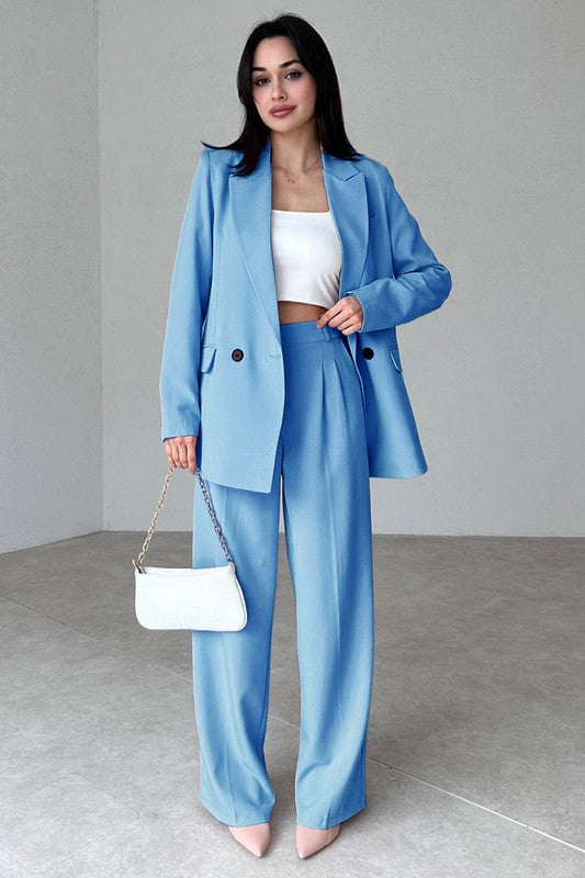 Chic Authority Suit Set Sky Blue