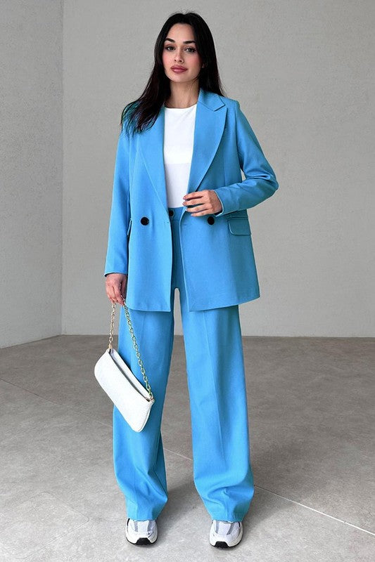 Chic Authority Suit Set Sky Blue