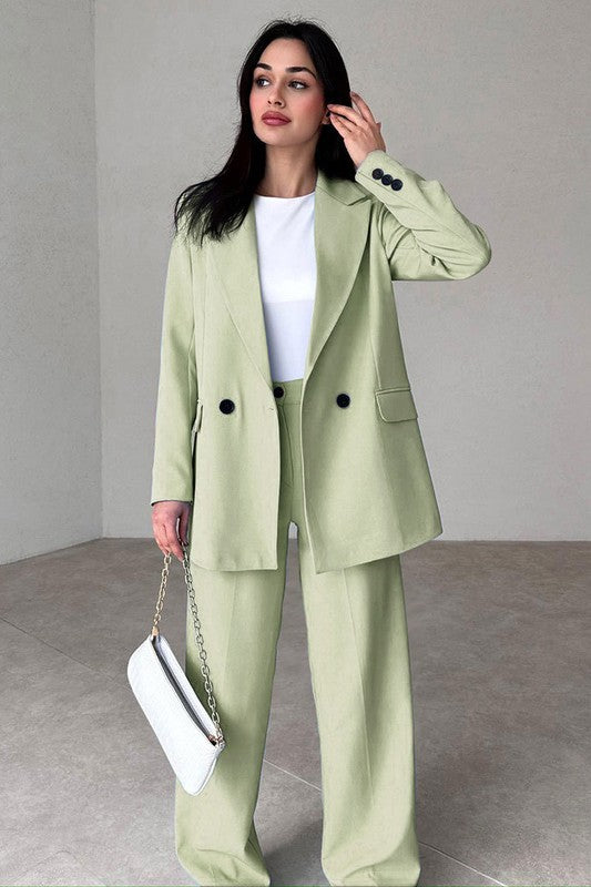 Chic Authority Suit Set Sky Blue