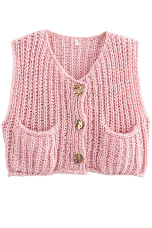 Knit Elegance Buttoned Vest