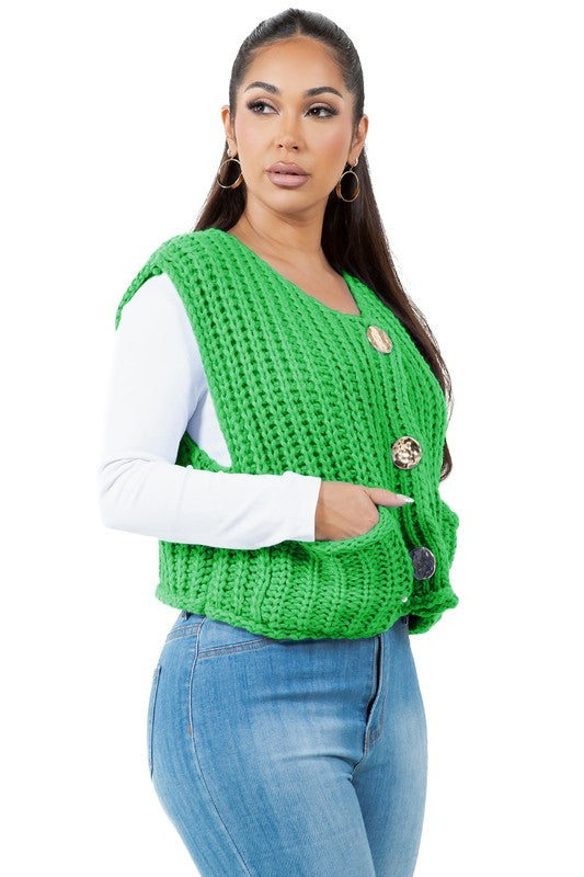 Knit Elegance Buttoned Vest