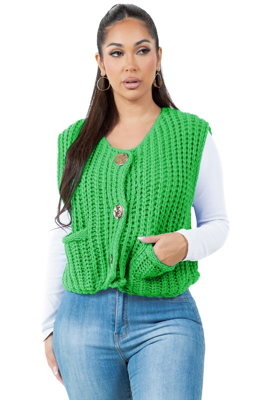 Knit Elegance Buttoned Vest