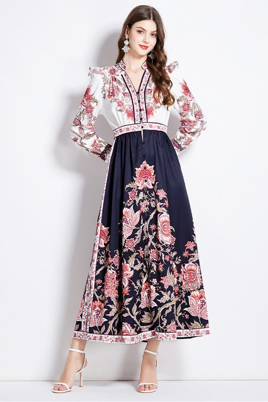 Garden Whispers Long Sleeve Maxi Dress