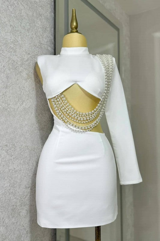 Luminous Pearl Cutout Bodycon Dress