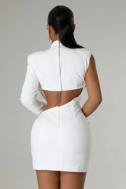 Luminous Pearl Cutout Bodycon Dress