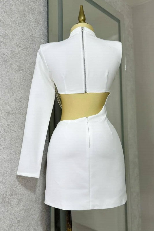 Luminous Pearl Cutout Bodycon Dress