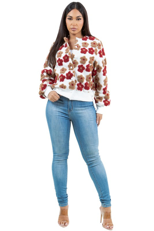 Scarlet Petal Bomber Jacket