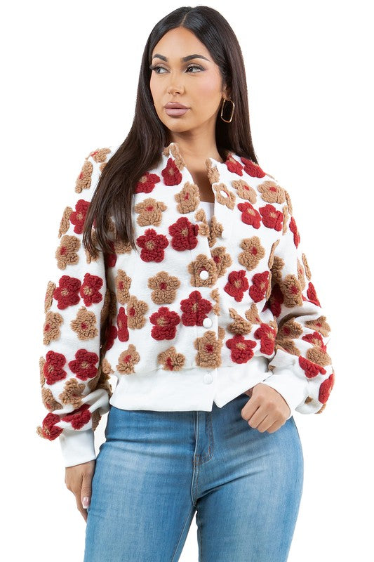 Scarlet Petal Bomber Jacket