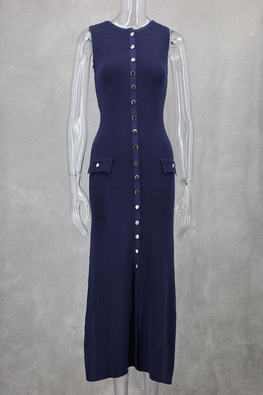 Navy Knit Charm Maxi