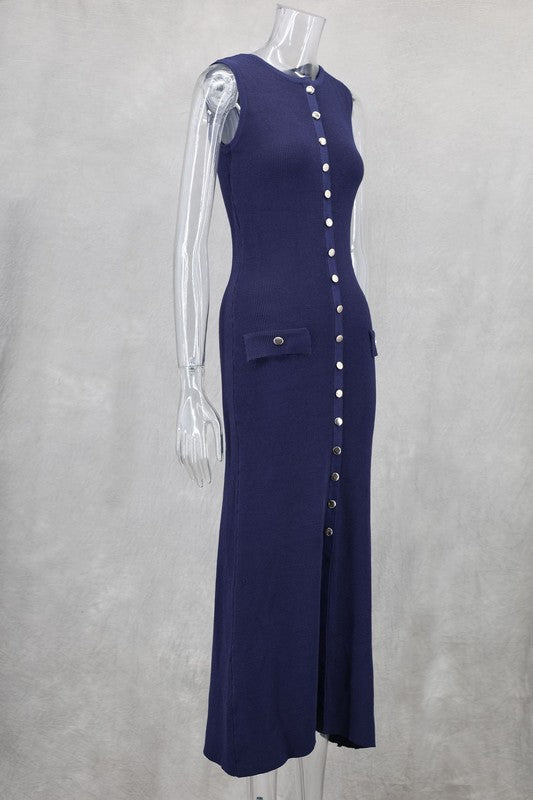Navy Knit Charm Maxi