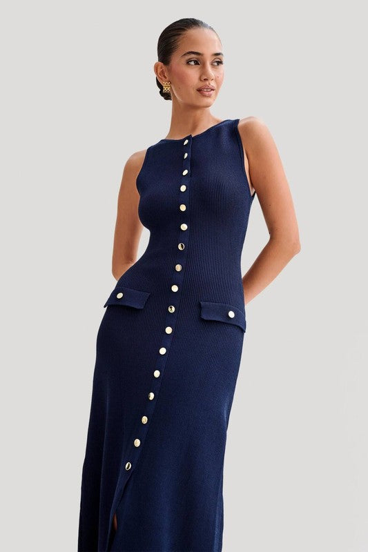 Navy Knit Charm Maxi