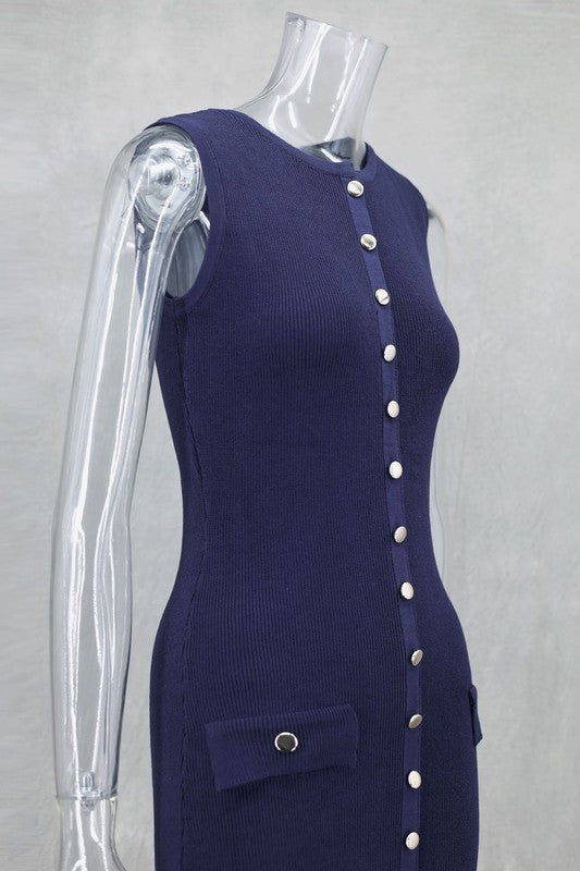 Navy Knit Charm Maxi