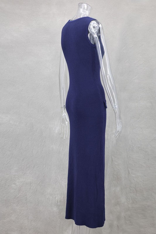 Navy Knit Charm Maxi