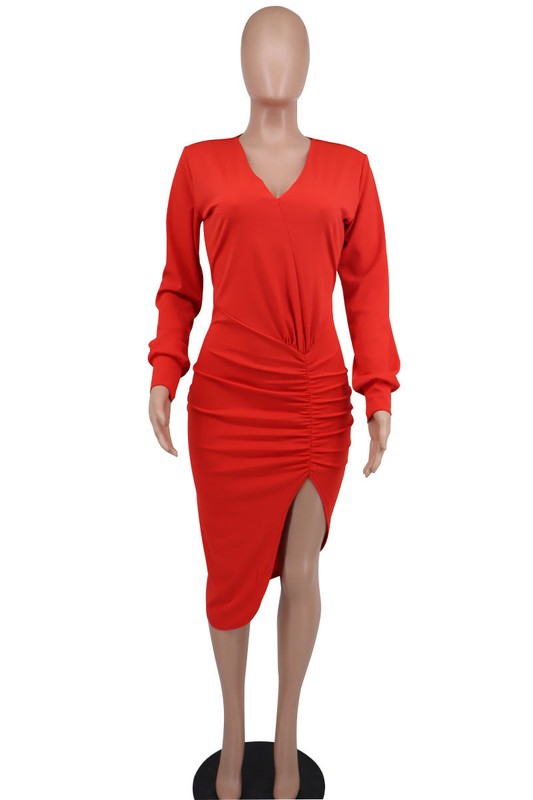 Elegance Unveiled Deep V Long Dress