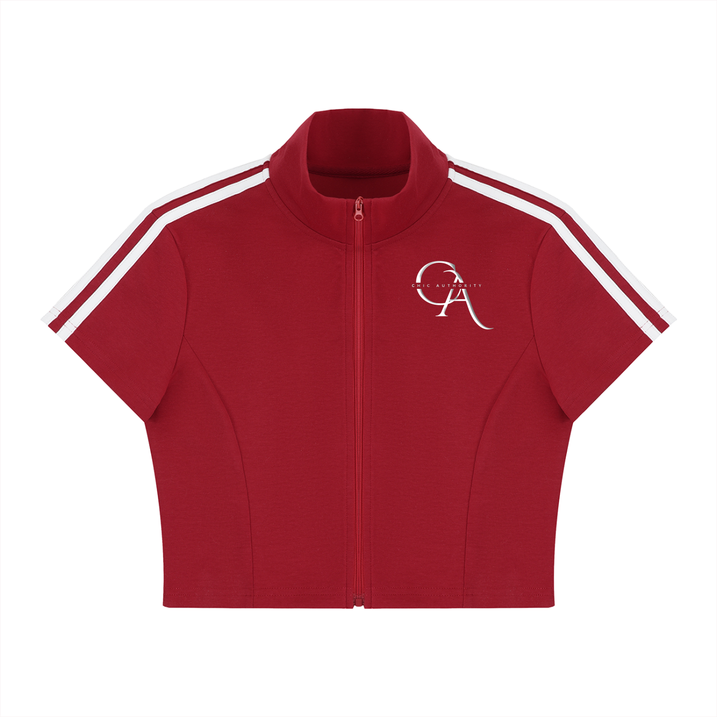 Women's Cropped Full Zip Short Sleeve T-Shirt