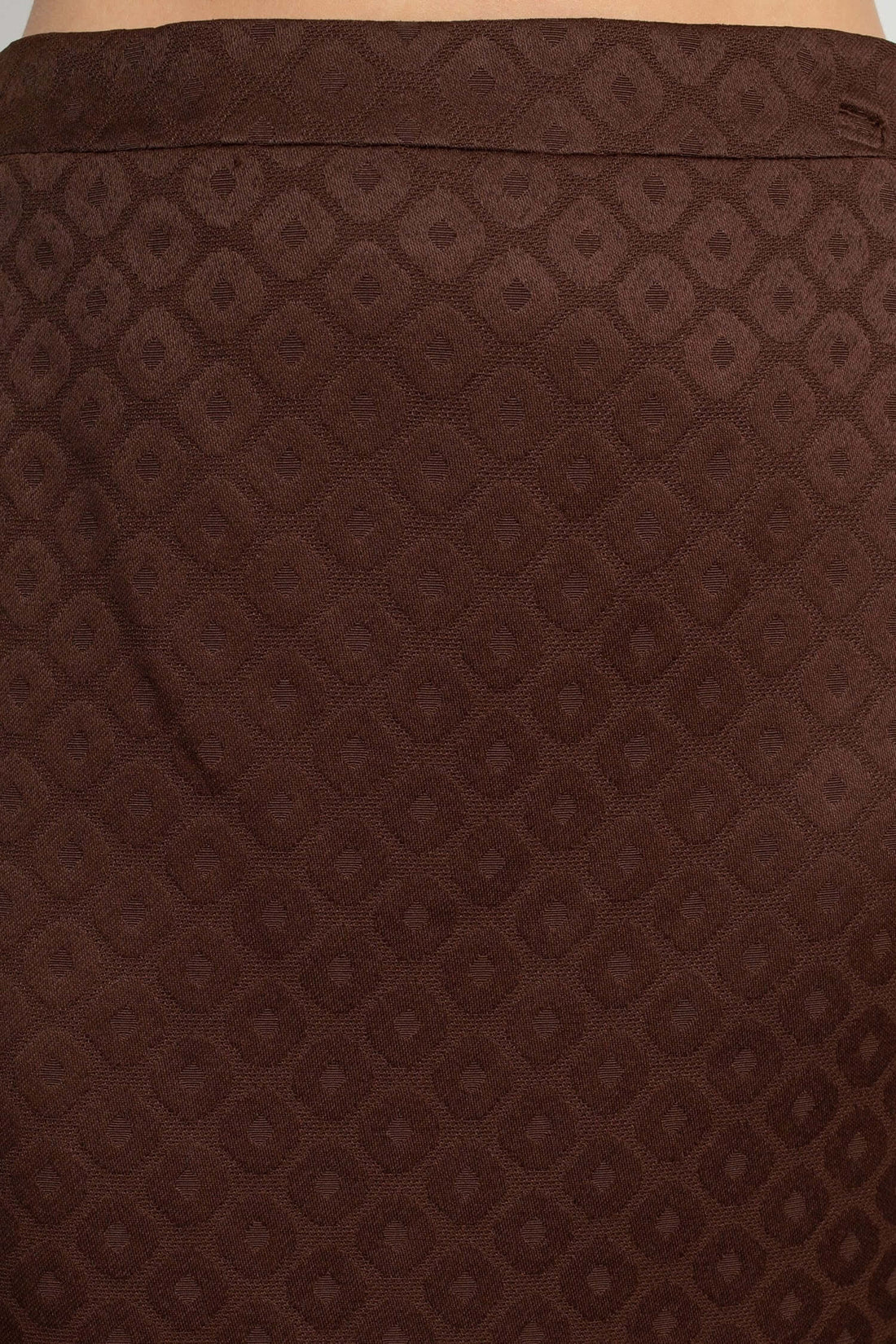 Crew Neck Long Sleeve Zipper Front Pencil Skirt Slit Back Jacquard Skirt Set