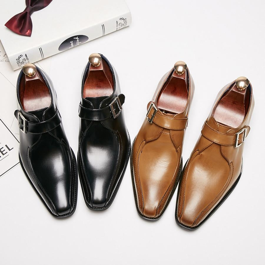 Elegant Pu Buckle Non-Slip Point Toe Dress Shoes