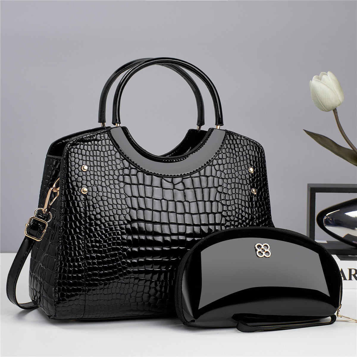 Medium Pu Leather Vintage Style Bucket Handbag