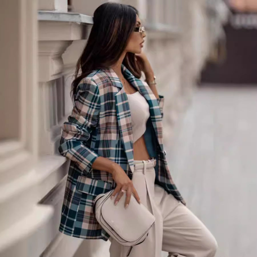 Stylish Plaid Blazer