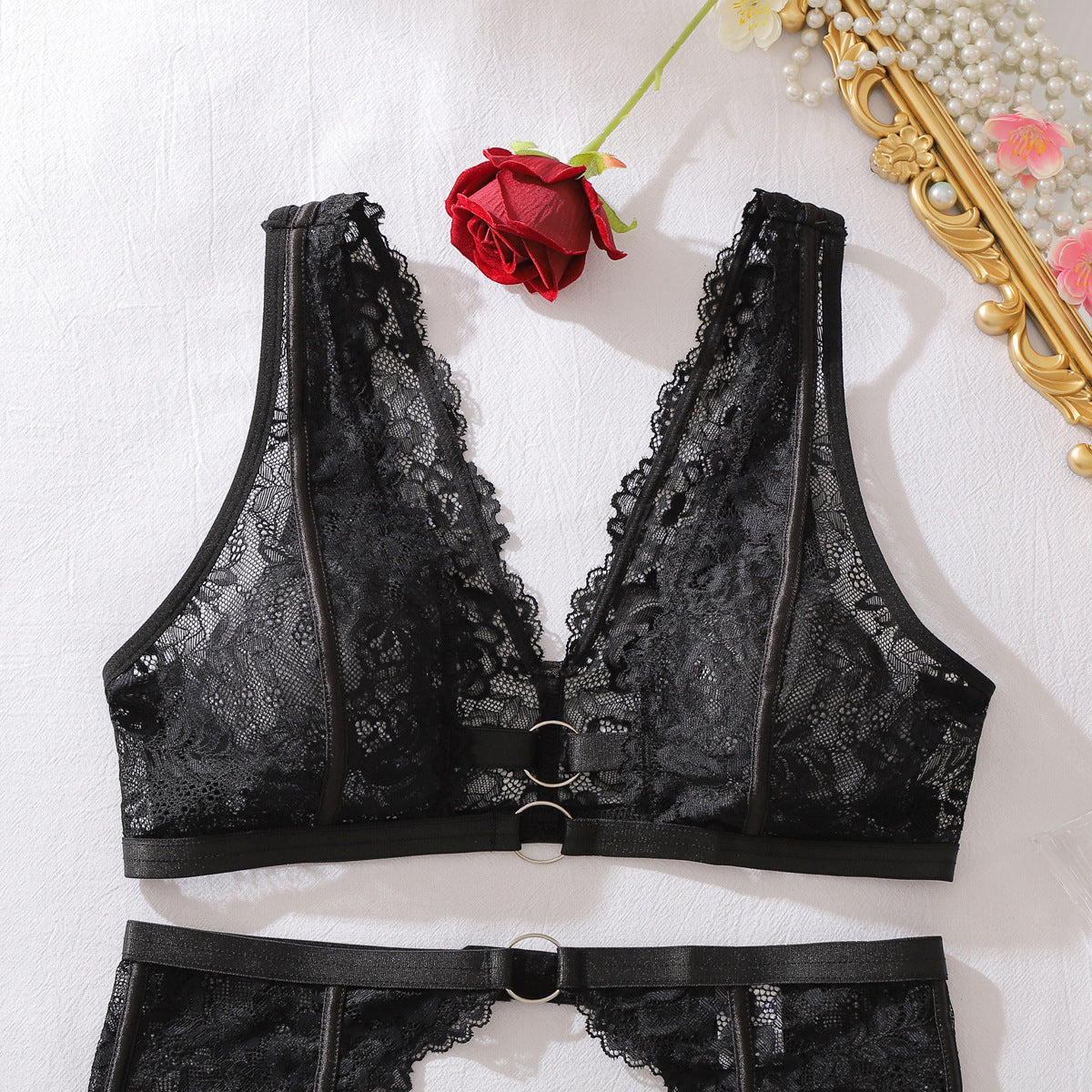 Floral Lace Hollow Out Three Piece Sets
