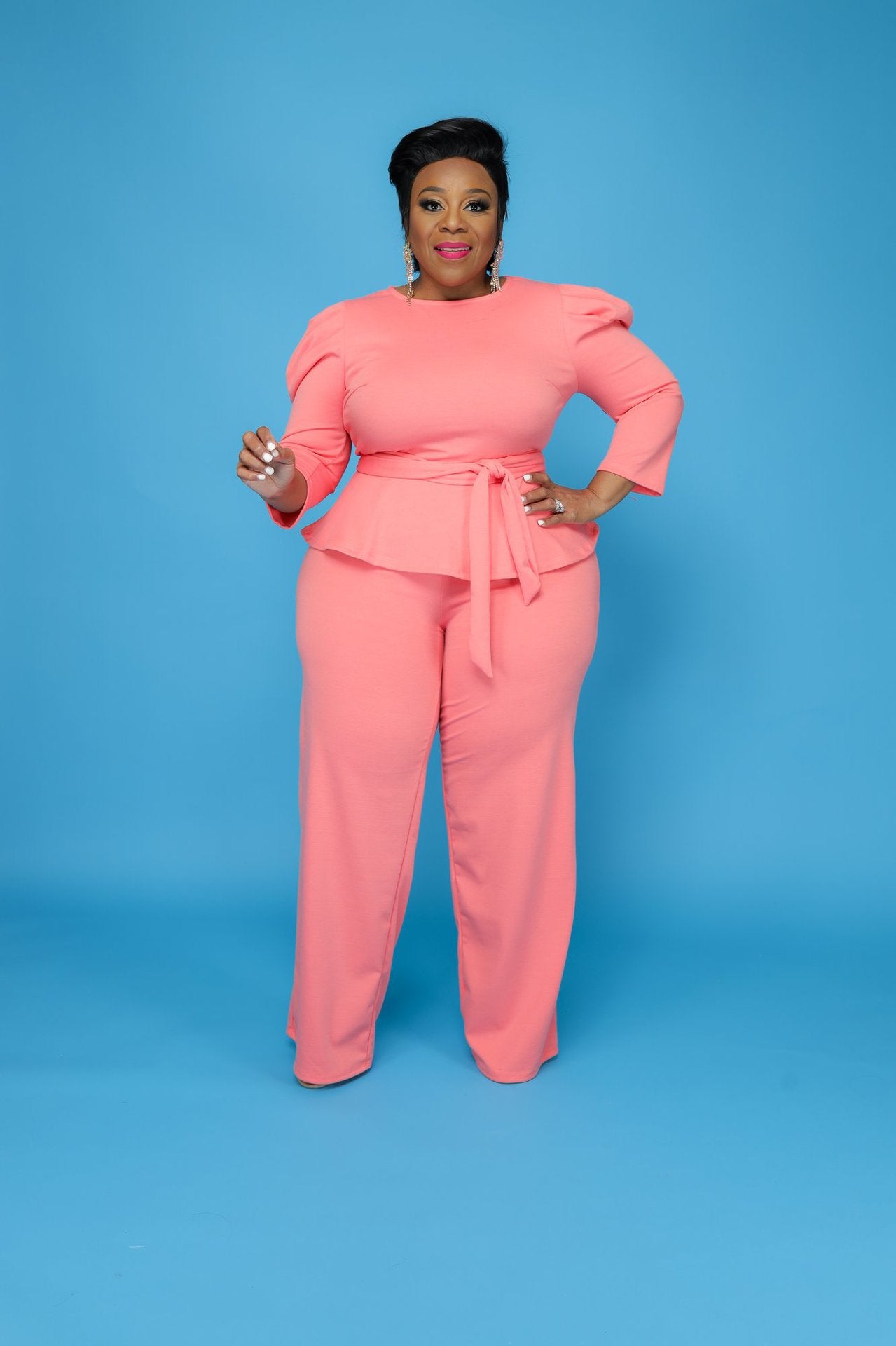 Platform Solid Color Long-Sleeved Trousers Two-Piece Suit