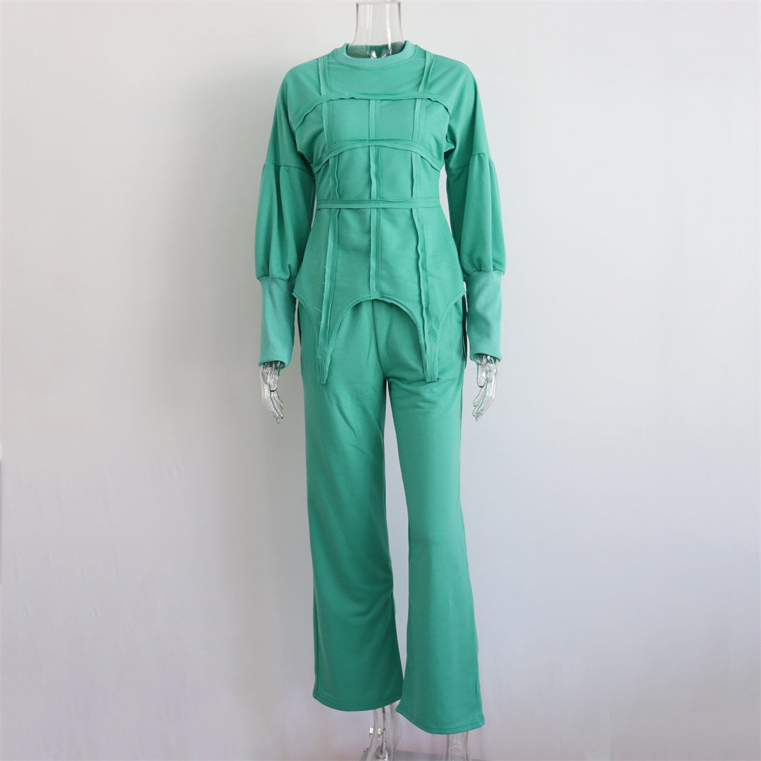 Pullover Hoodie Split Pants Two Piece