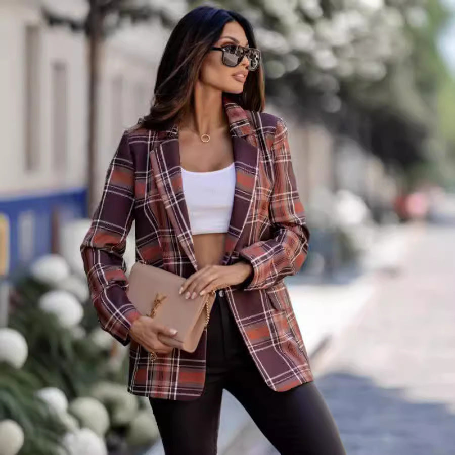 Stylish Plaid Blazer