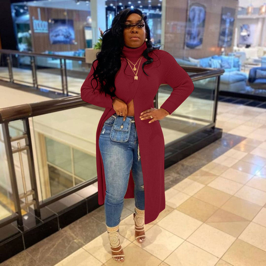 Pullover Split Sweater Dress