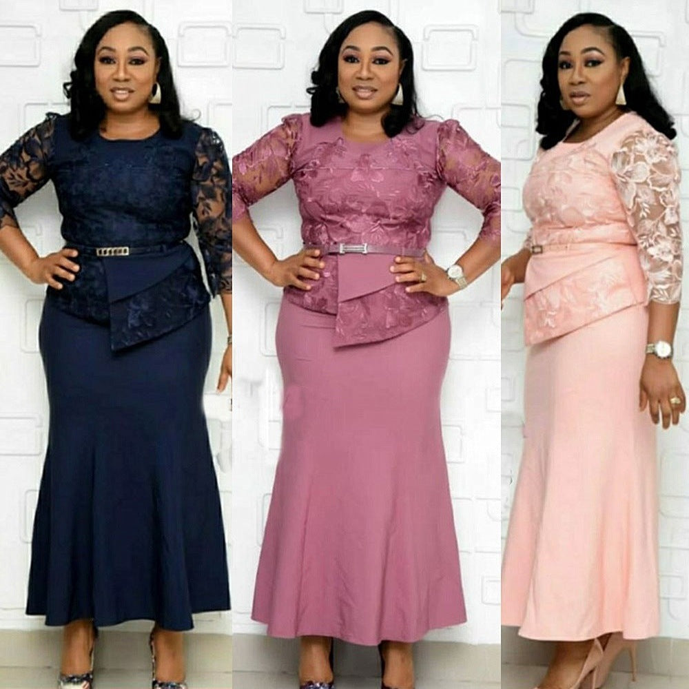 Lace Stitching Maxi Two Piece