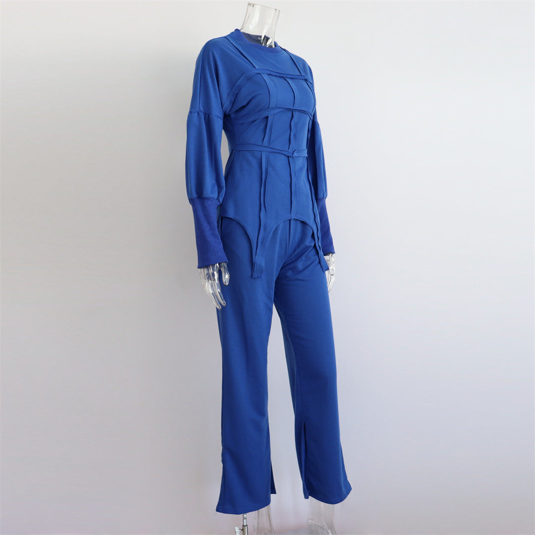 Pullover Hoodie Split Pants Two Piece
