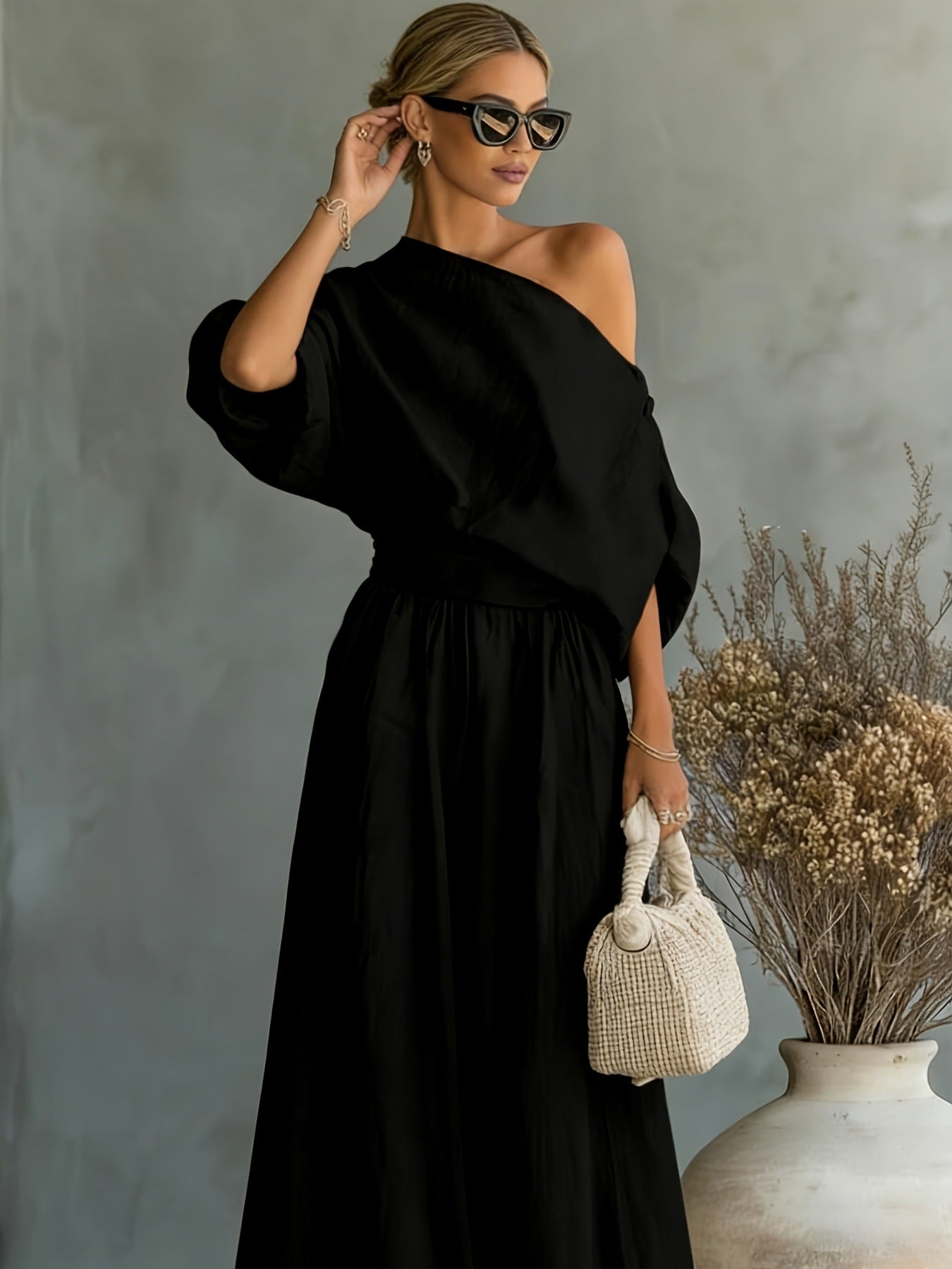 Wide Leg Casual off Shoulder Two Piece