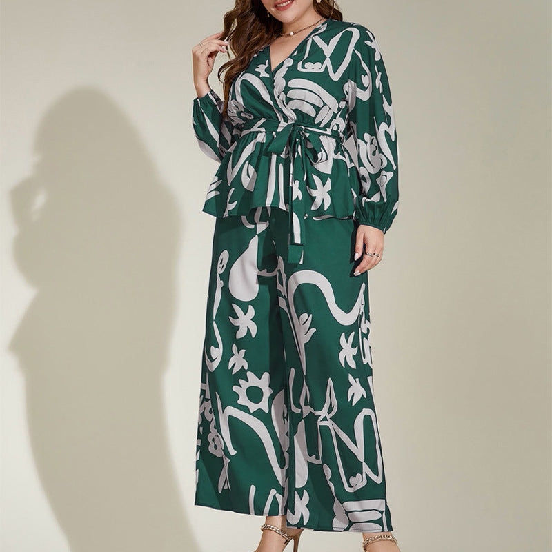 Loose Retro Floral V Neck Office Middle East Printing Shirt Outfit